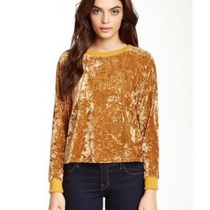 Urban Outfitters Love Sadie Gold Velour Top XS
